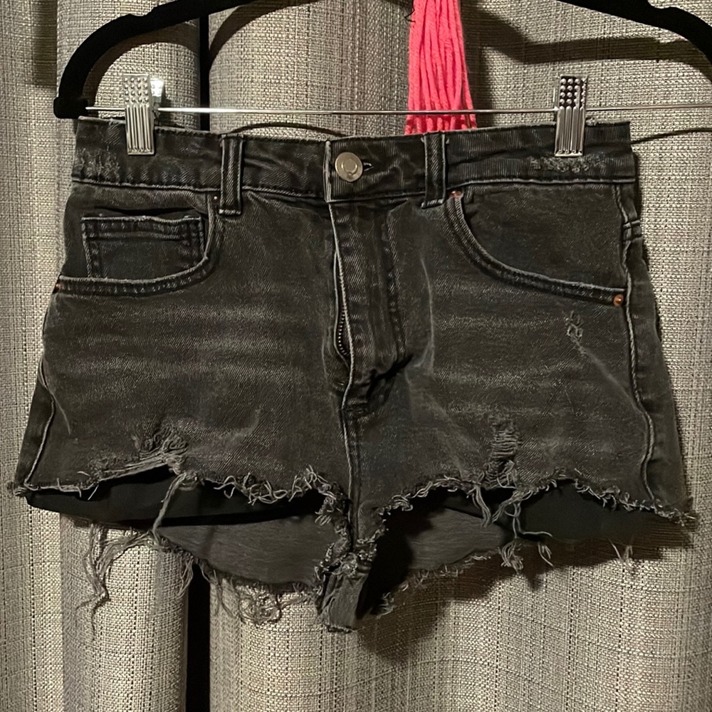 SO grey distressed jean shorts